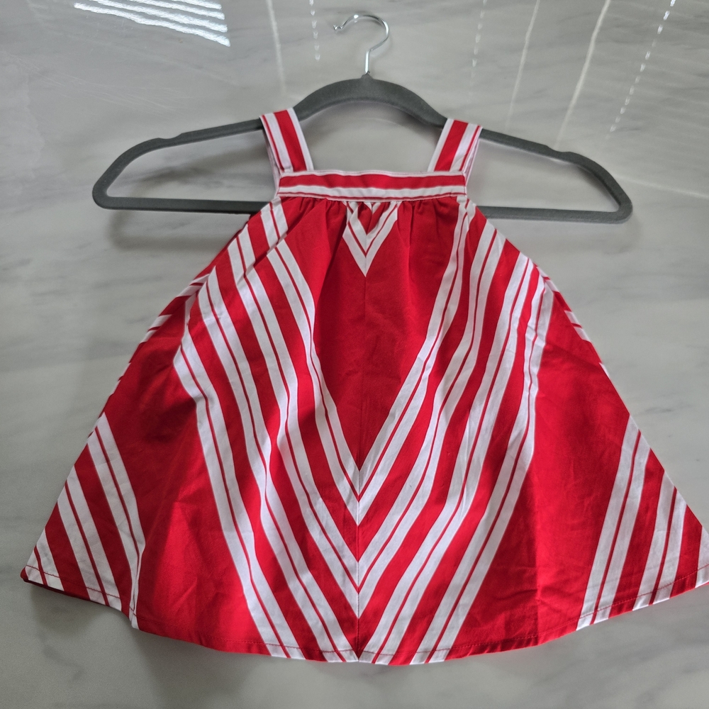 Janie and Jack Red and White Striped Adrop